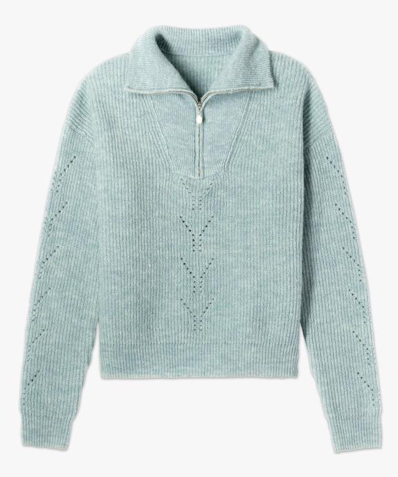 Pull femme avec col camionneur zippé vue4 - GEMO 4G FEMME - GEMO