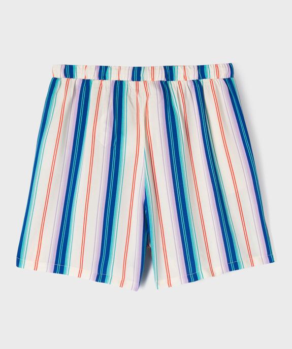 Short ample en viscose à rayures fille vue3 - GEMO 4G FILLE - GEMO