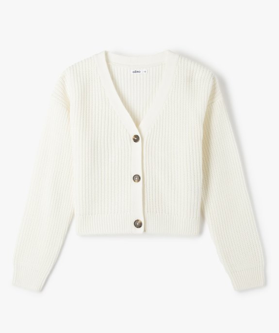 Gilet court en grosse maille fille vue1 - GEMO (JUNIOR) - GEMO