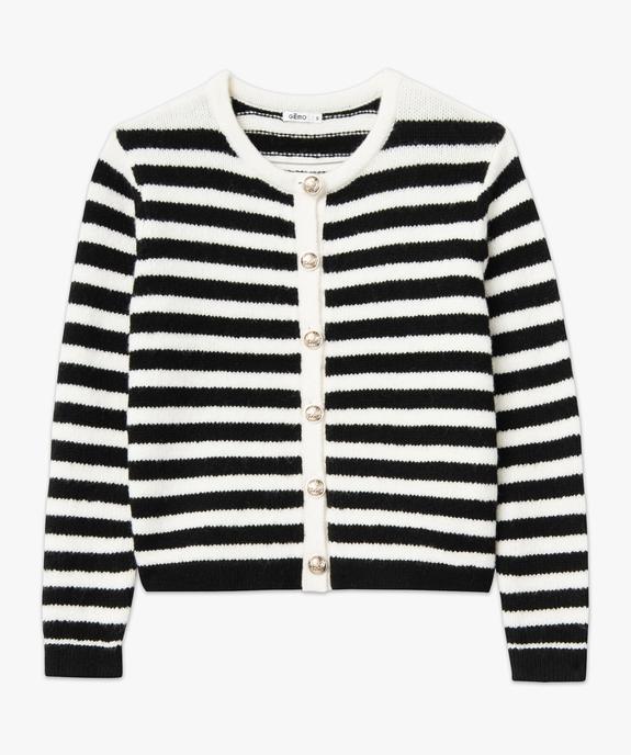 Gilet en grosse maille rayé et boutons gravés femme vue4 - GEMO(FEMME PAP) - GEMO