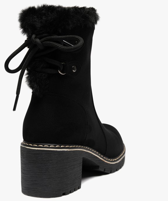 Boots femme fourrées à talon dessus en suédine avec zip intérieur vue6 - GEMO(URBAIN) - GEMO