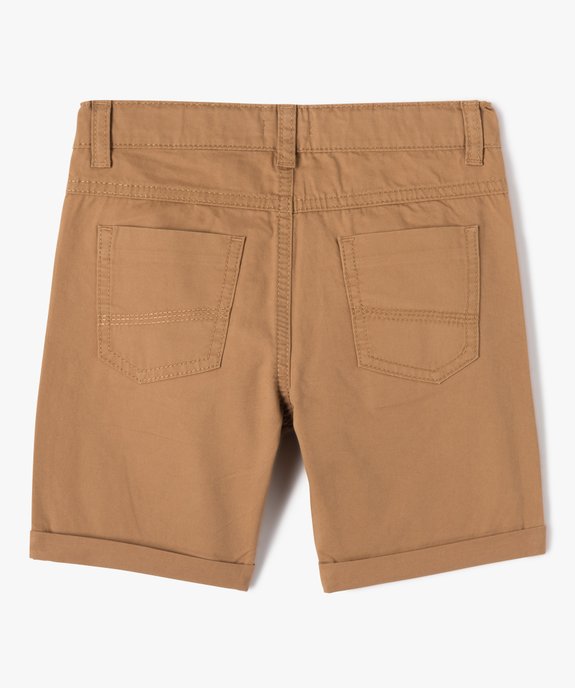 Bermuda garçon en coton twill uni à revers vue3 - GEMO 4G GARCON - GEMO
