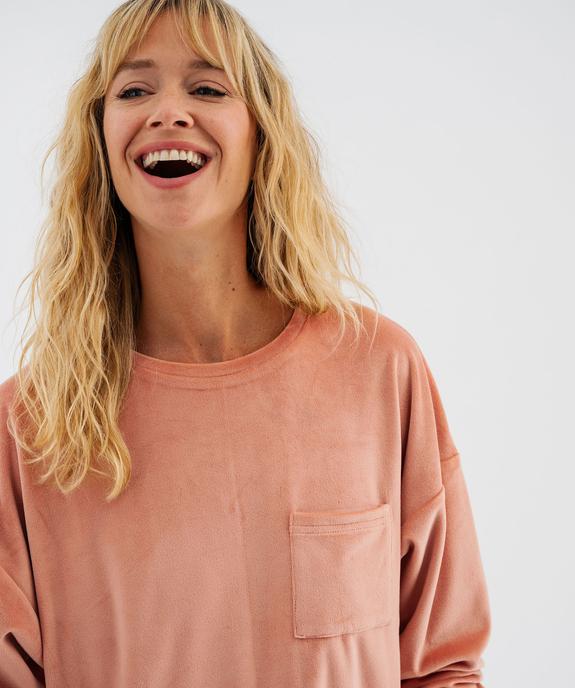 Pyjama en velours extensible femme vue2 - GEMO(HOMWR FEM) - GEMO