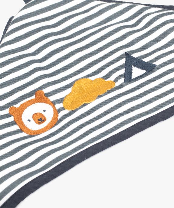 Sortie de bain bébé à motif ours et rayures + gant de toilette assorti vue3 - GEMO(BB COUCHE) - GEMO