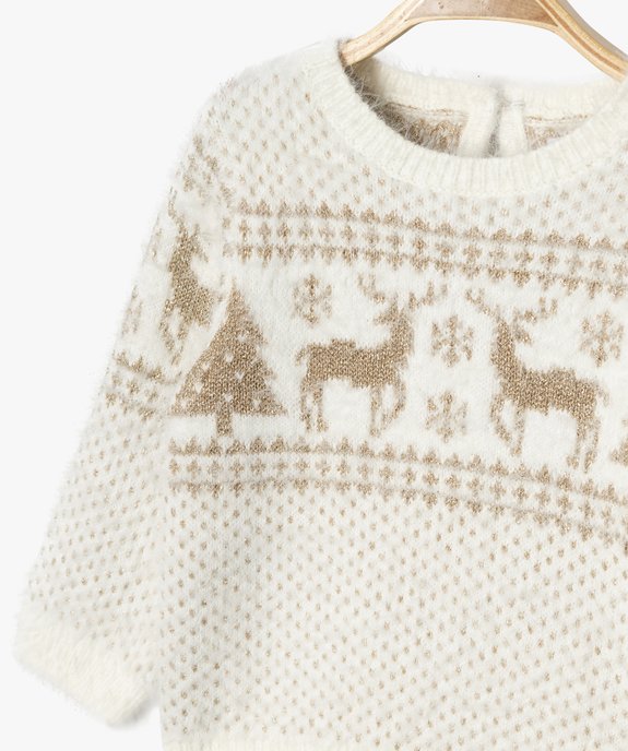 Pull de Noël en maille duveteuse et pailletée bébé fille vue3 - GEMO(BEBE DEBT) - GEMO