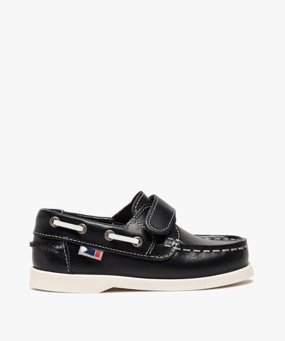 Chaussures bateau garçon dessus cuir à fermeture scratch vue1 - GEMO (ENFANT) - GEMO