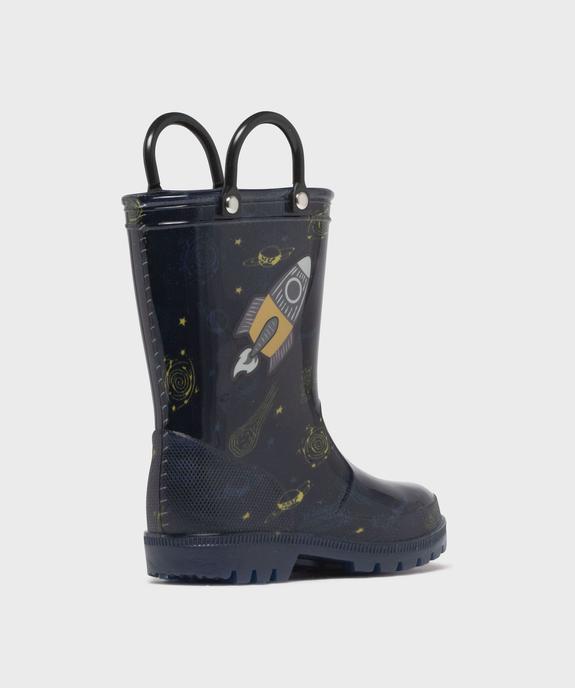 Bottes de pluie imprimée à anses et semelle crantée garçon vue4 - BUGGY - GEMO