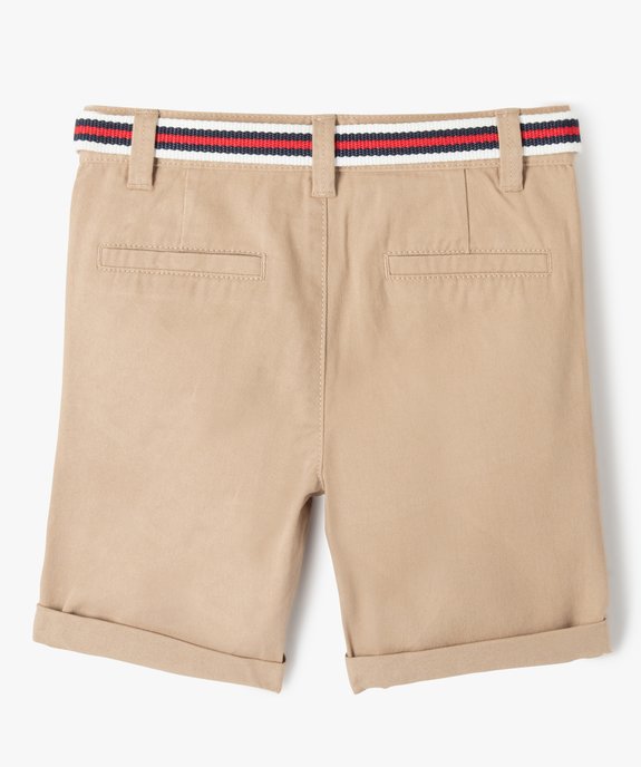 Bermuda en coton avec ceinture tricolore garçon vue3 - GEMO 4G GARCON - GEMO