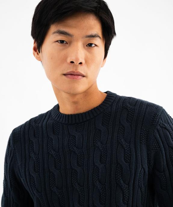 Pull en maille torsadée à col rond homme vue2 - GEMO (HOMME) - GEMO