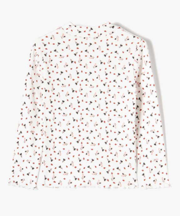 Tee-shirt fille à manches longues et col cheminé motif fleuri vue3 - GEMO (ENFANT) - GEMO