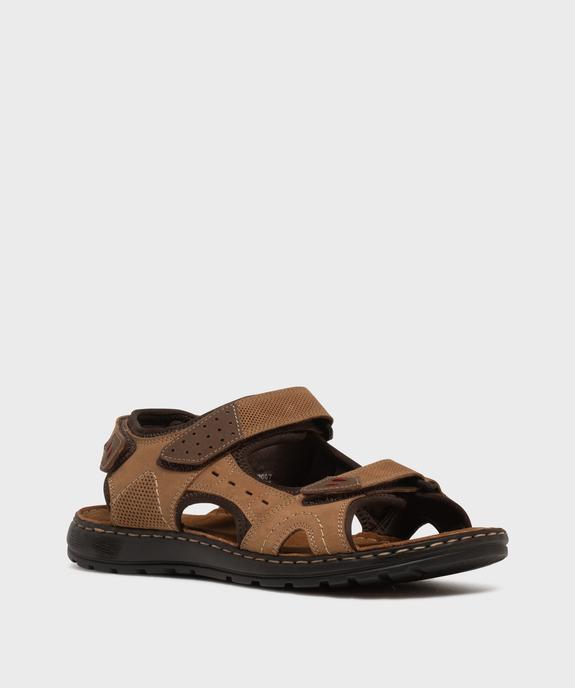 Sandales confort à scratch dessus cuir homme vue2 - G'FLEX - GEMO