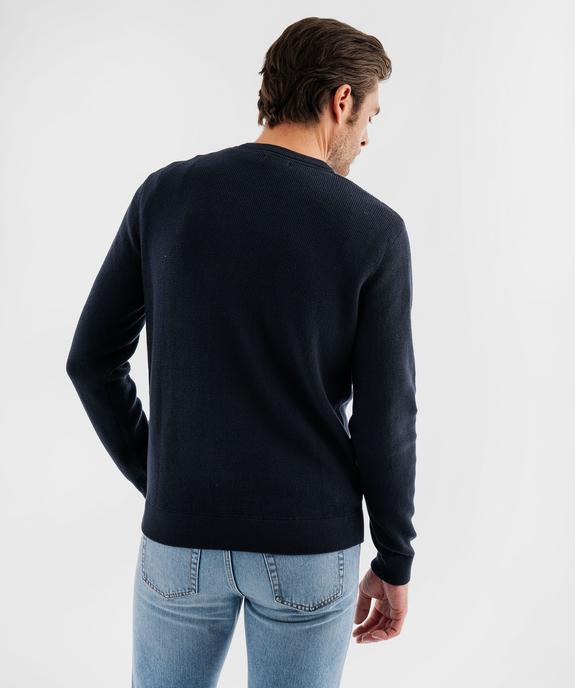 Pull col rond en coton uni homme vue3 - GEMO (HOMME) - GEMO