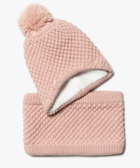 Ensemble d'accessoires rose bonnet et écharpe snood bébé fille  - GEMO