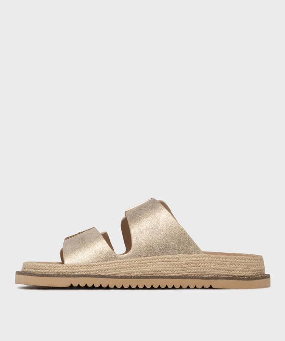 Mules à petit talon compensé et larges brides brillantes femme - LuluCastagnette vue3 - LULUCASTAGNETTE - GEMO