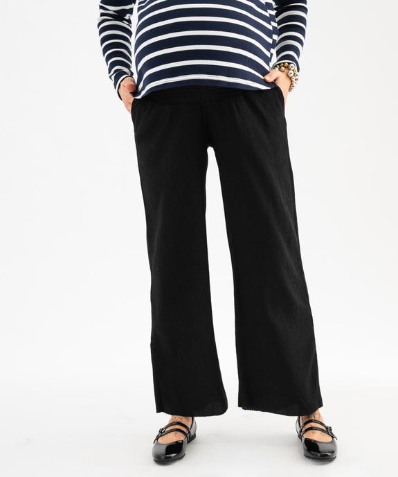 Pantalon de grossesse en maille froissée à taille smockée vue1 - GEMO 4G MATERN - GEMO