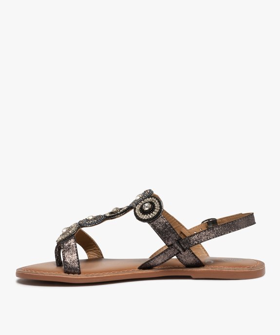 Sandales femme à talon plat et brides ornées de strass vue3 - GEMO (CASUAL) - GEMO
