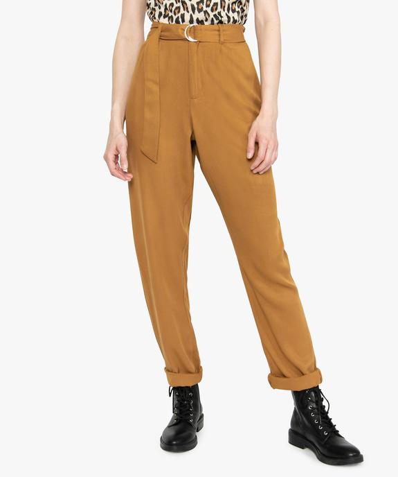 Pantalon femme coupe carotte en maille piquée fluide vue1 - GEMO(FEMME PAP) - GEMO