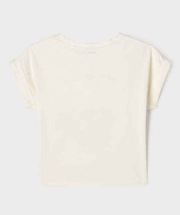 Tee-shirt manches courtes oversize à motif brodé fille vue3 - GEMO 4G FILLE - GEMO