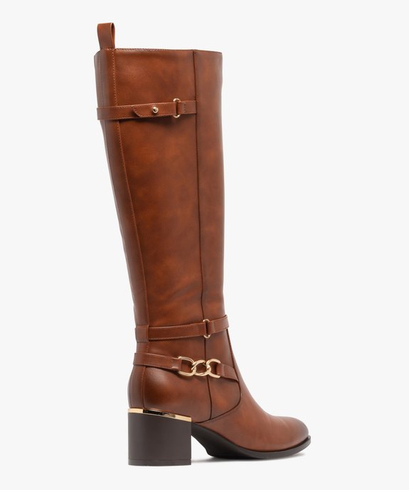 Bottes à talon carré liseré doré avec bride fantaisie femme vue5 - GEMO 4G FEMME - GEMO