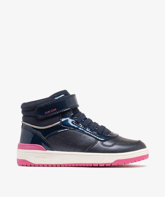 Baskets fille mid-cut à scratch avec détails vernis et pailletés - Geox vue1 - GEOX - GEMO
