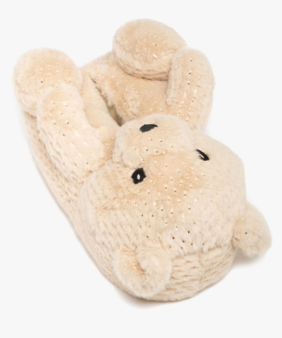 Chaussons femme en volume ours en peluche à pois dorés vue5 - GEMO(HOMWR FEM) - GEMO