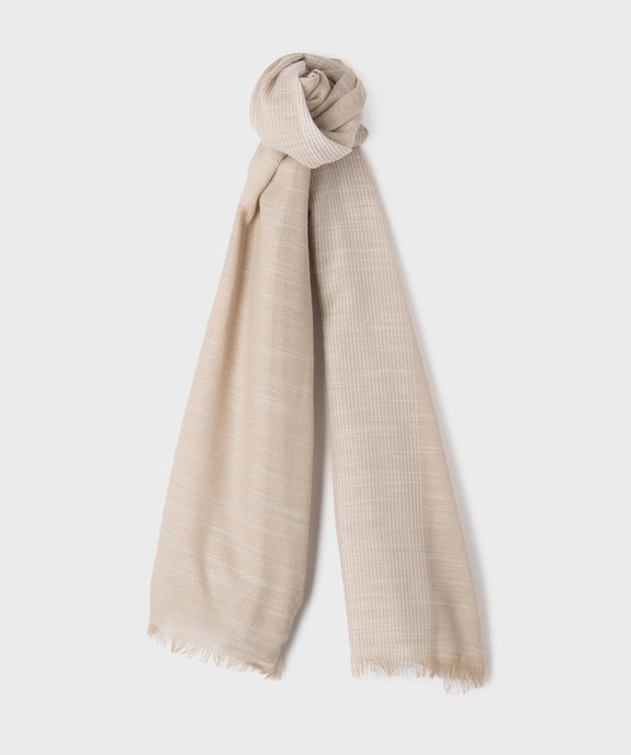 Foulard rectangulaire grand format en voile rayé homme vue1 - GEMO 4G HOMME - GEMO