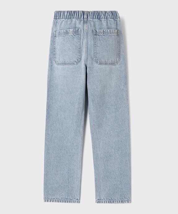 Jean regular en denim délavé à taille élastiquée garçon vue3 - GEMO (JUNIOR) - GEMO