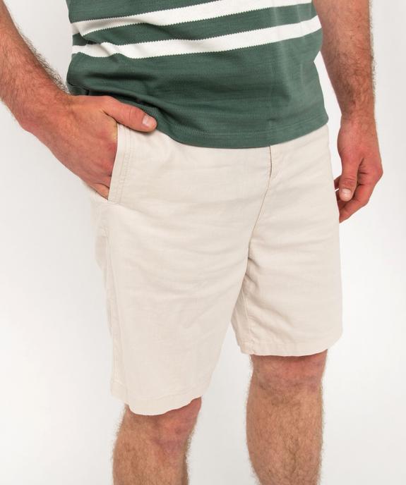 Bermuda homme en coton coupe droite vue2 - GEMO (HOMME) - GEMO