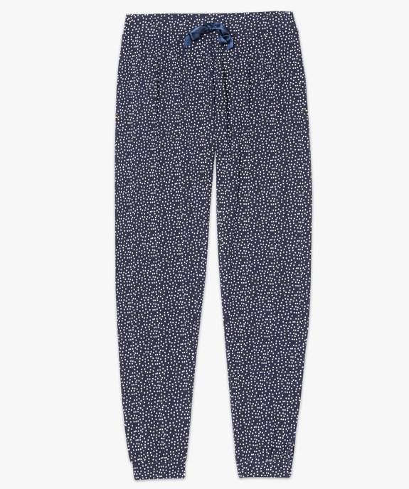 Pantalon de pyjama avec bas resserré et nœud en satin vue4 - GEMO(HOMWR FEM) - GEMO
