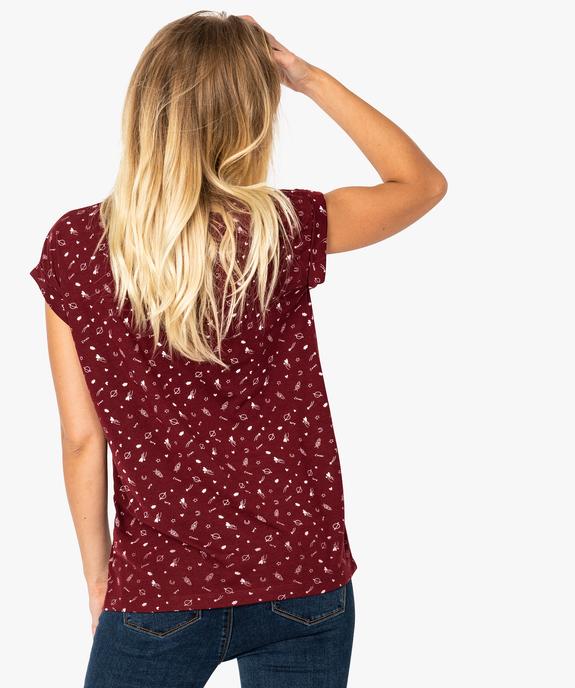 Tee-shirt femme imprimé avec manches courtes à revers vue3 - FOLLOW ME - GEMO