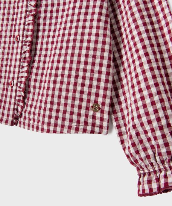 Chemise à motif vichy avec col victorien fille - LuluCastagnette vue2 - LULUCASTAGNETTE - GEMO