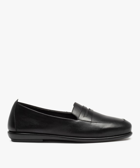 Mocassins femme à talon plat dessus cuir uni – Tanéo vue1 - TANEO - GEMO