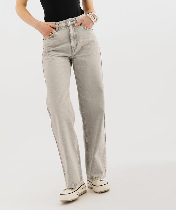 Jean wide leg taille haute coloris délavé femme vue1 - GEMO 4G FEMME - GEMO