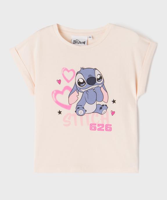 Tee-shirt manches courtes imprimé coupe loose fille - Stitch vue2 - LILO & STITCH - GEMO