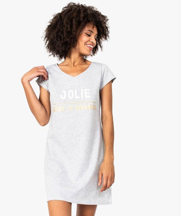 Chemise de nuit imprimée à manches courtes femme vue1 - GEMO 4G FEMME - GEMO