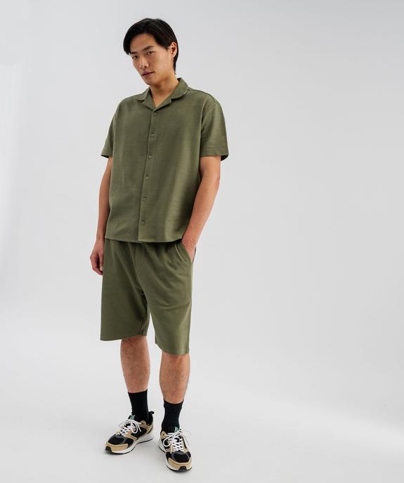 Chemise manches courtes à col cubain en maille piquée homme vue4 - GEMO 4G HOMME - GEMO