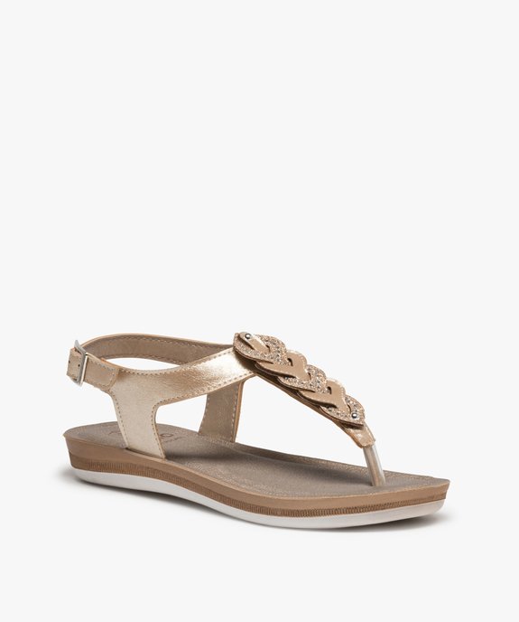 Sandales femme métallisées à bride entre-doigts tressée vue2 - GEMO (CASUAL) - GEMO