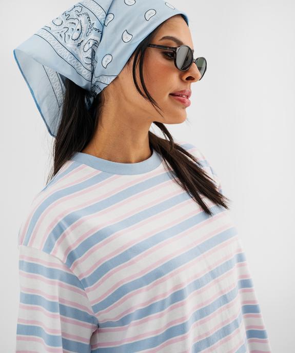 Tee-shirt manches courtes à rayures coupe oversize femme vue2 - GEMO 4G FEMME - GEMO