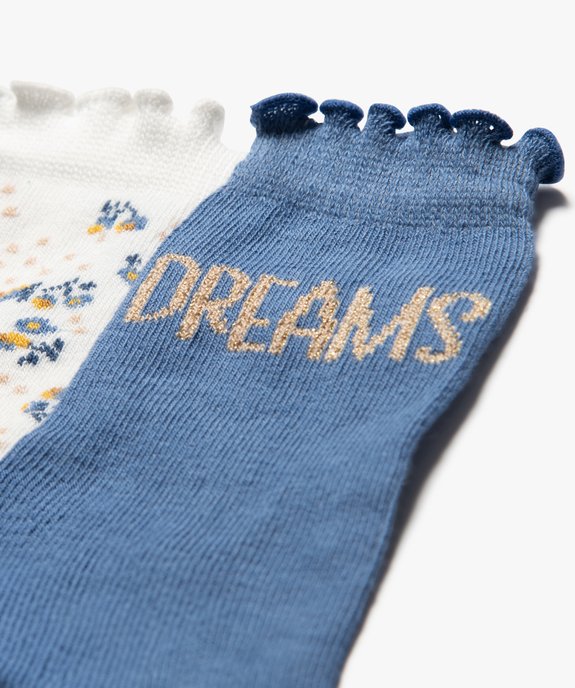 Chaussettes hautes en coton à tige roulottée fille (lot de 3) vue2 - GEMO (ENFANT) - GEMO