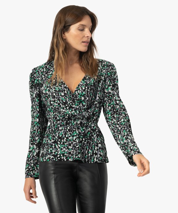 Blouse femme à épaulettes forme cache-cœur  vue2 - GEMO(FEMME PAP) - GEMO