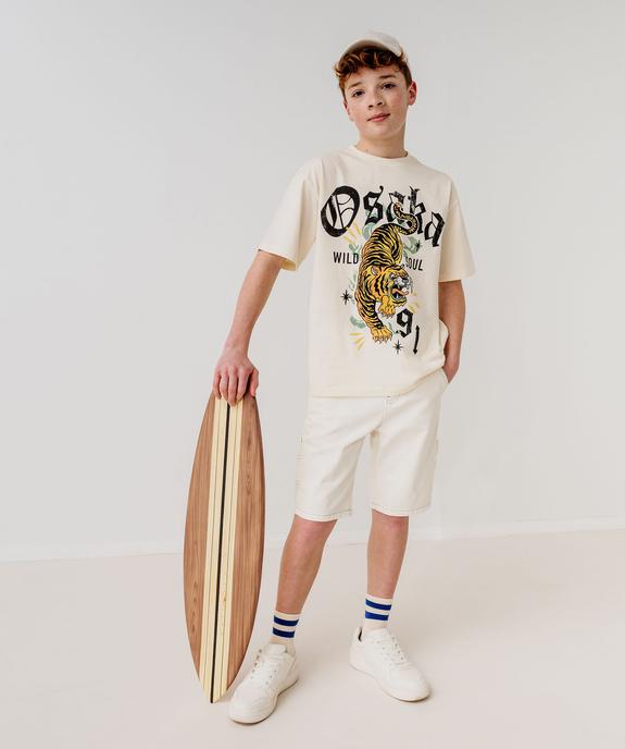 Tee-shirt manches courtes en coton imprimé garçon vue9 - GEMO 4G GARCON - GEMO
