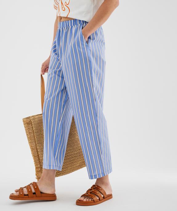 Pantalon en toile fine rayée femme vue1 - GEMO(FEMME PAP) - GEMO