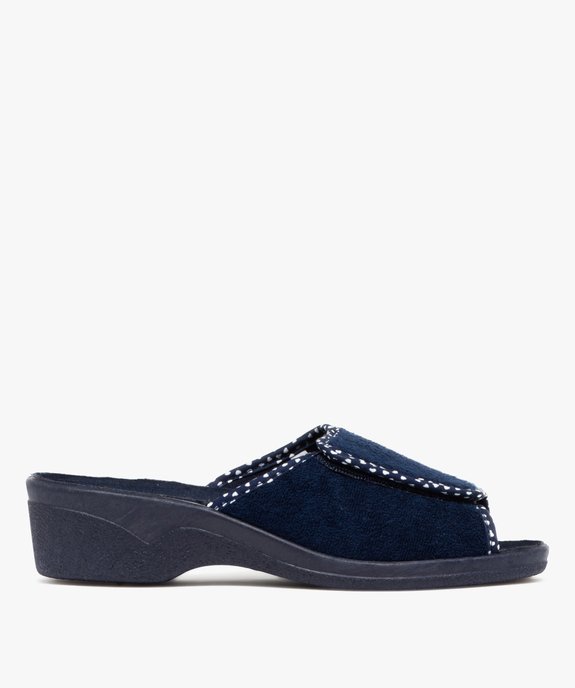 Chaussons femme mules confort compensées à scratch dessus en velours vue1 - G'FLEX GEMO FOR GOOD - GEMO