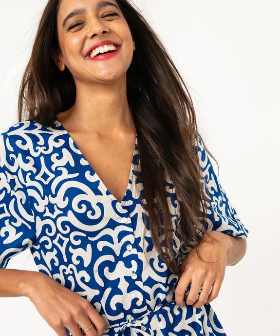 Robe longue à manches courtes imprimée femme vue2 - GEMO(FEMME PAP) - GEMO