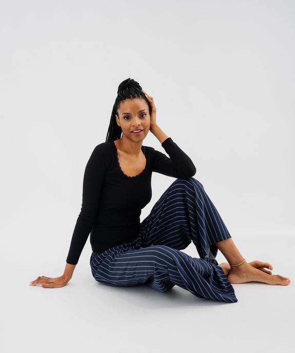 Bas de pyjama large imprimé en viscose femme vue4 - GEMO 4G FEMME - GEMO