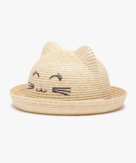 Chapeau bébé fille en paille avec oreilles de chat vue1 - GEMO(BEBE DEBT) - GEMO