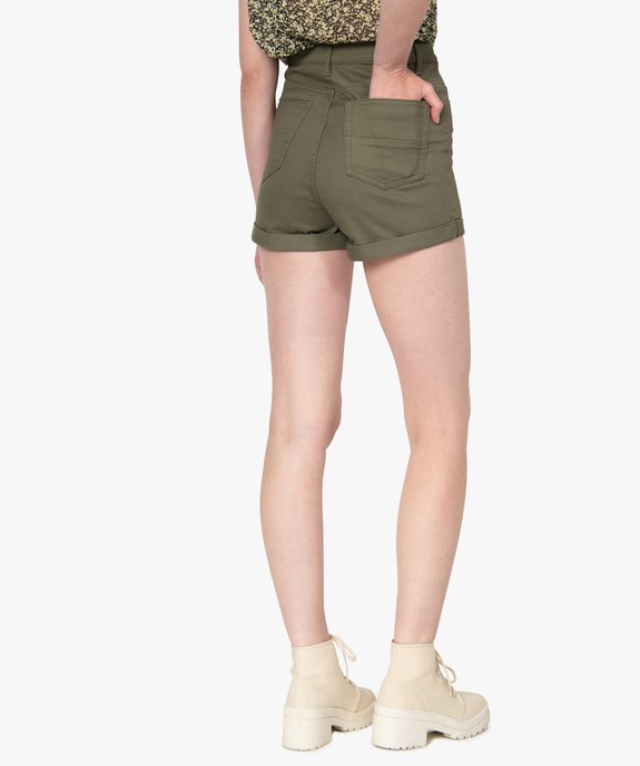 Short femme ajusté et taille haute avec revers cousus vue3 - GEMO(FEMME PAP) - GEMO