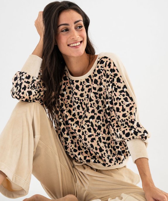 Pyjama en velours coupe large femme vue1 - GEMO(HOMWR FEM) - GEMO