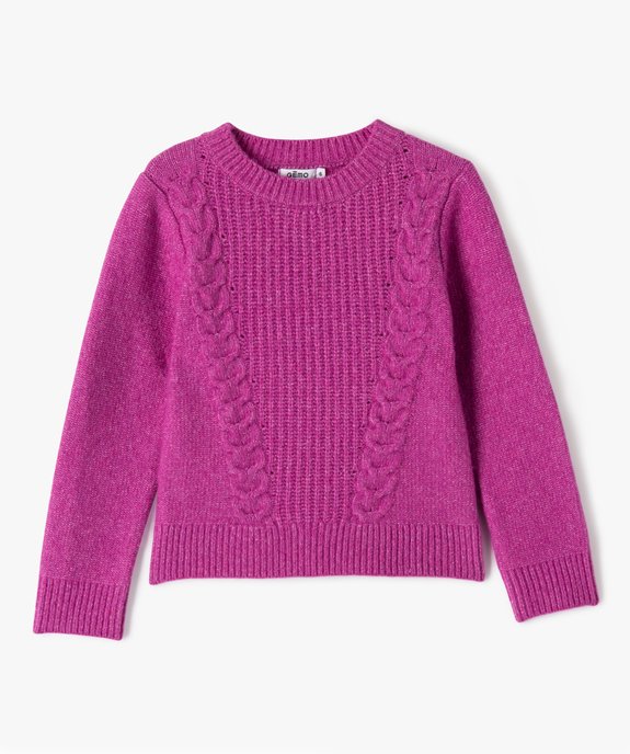 Pull en maille avec torsades sur l’avant fille vue2 - GEMO (ENFANT) - GEMO