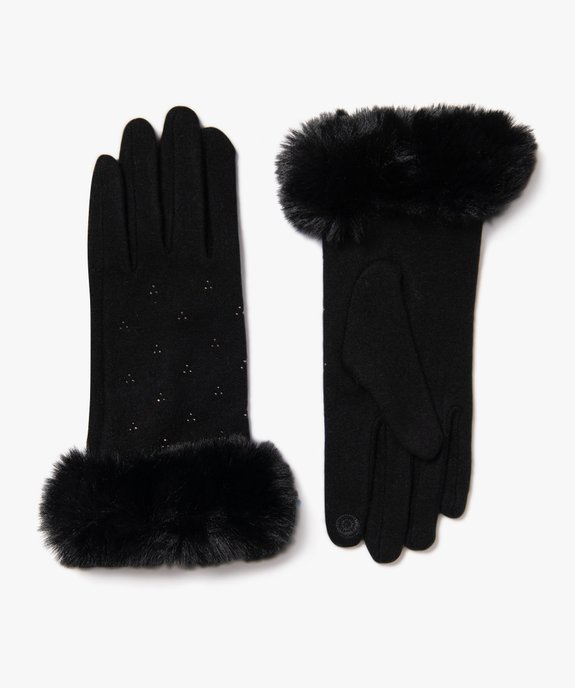 Gants en laine avec strass et fourrure imitation au poignet femme vue1 - GEMO (ACCESS) - GEMO